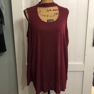 Maurice’s size 1 long sleeve open shoulders cut out chest choker burgundy